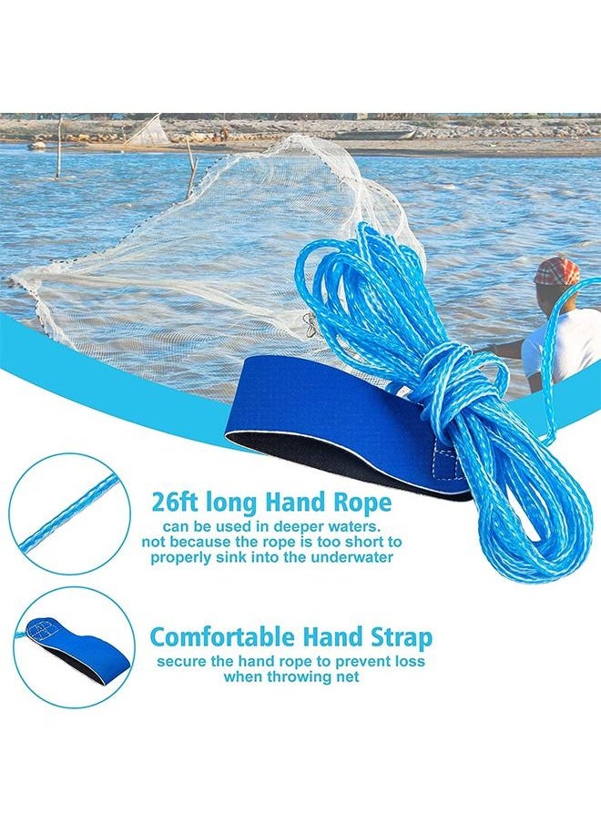 Fishing Net Nylon Monofilament American Style Cast Net Outdoor Hand Throw Fishing Mesh with Heavy Duty Weights for Bait Trap Fish