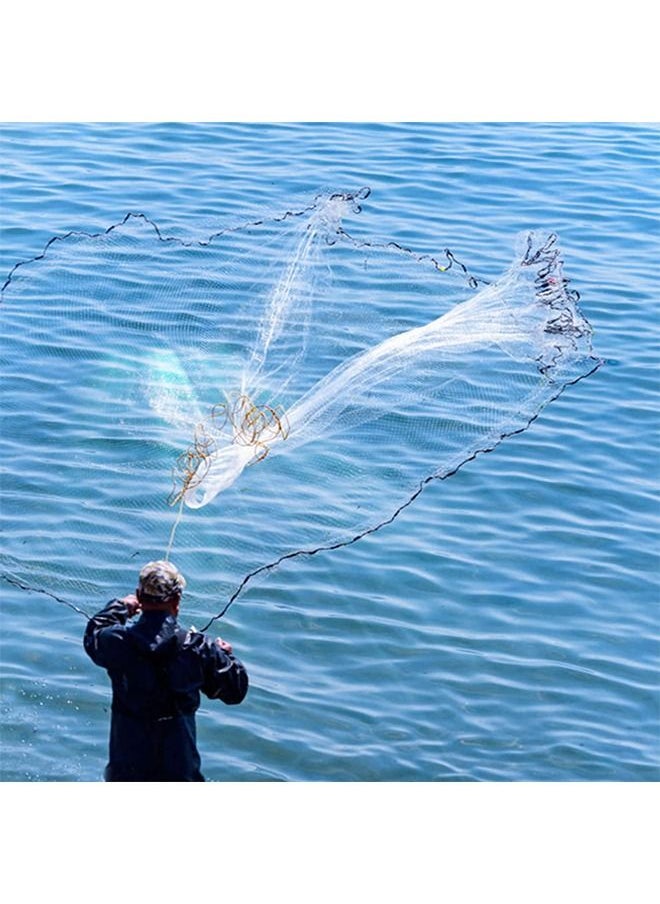 Arabest Fishing Net Nylon Monofilament American Style Cast Net Outdoor Hand Throw Fishing Mesh with Heavy Duty Weights for Bait Trap Fish  - Image 2