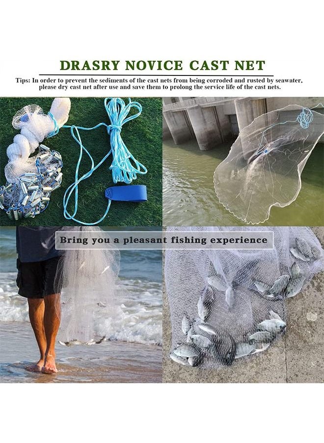 Arabest Fishing Net Nylon Monofilament American Style Cast Net Outdoor Hand Throw Fishing Mesh with Heavy Duty Weights for Bait Trap Fish  - Image 4