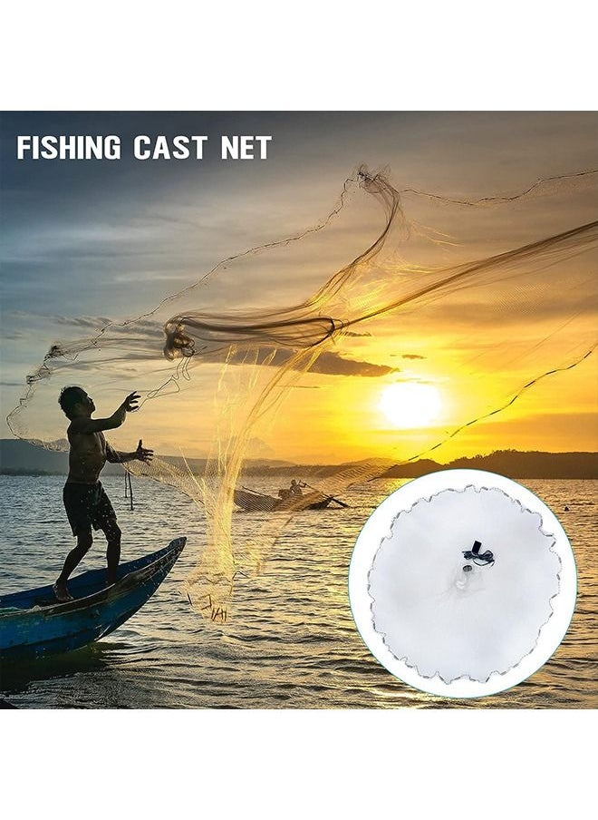 Fishing Net Nylon Monofilament American Style Cast Net Outdoor Hand Throw Fishing Mesh with Heavy Duty Weights for Bait Trap Fish