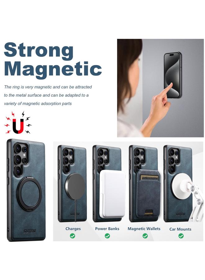 Suteni Case For Samsung Galaxy S23 Ultra 5G G3 Oil Wax 360 Rotation Holder MagSafe Back Phone Case - Image 4