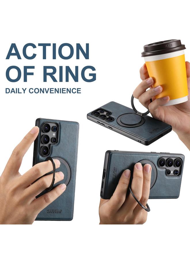 Suteni Case For Samsung Galaxy S23 Ultra 5G G3 Oil Wax 360 Rotation Holder MagSafe Back Phone Case - Image 2