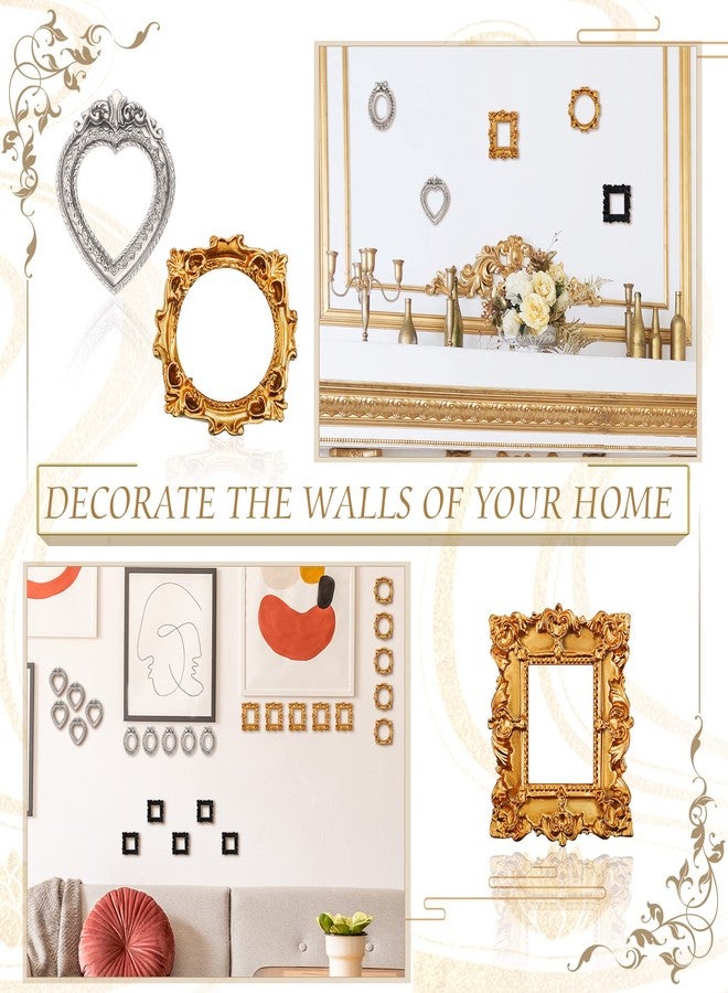 Vicenpal 40 Pcs Vintage Mini Picture Frames Baroque Antique Small Resin Jewelry Display Table Frame for Christmas DIY Photo Holiday Party Decoration (Black,Gold,Silver) - Image 5