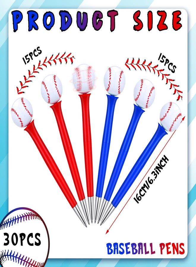 Sayglossy 30 Pcs Basketball Baseball Softball Sports Themed Writing Ballpoint Pens for Birthday Office Desk Reward Supplies(Baseball) - Image 2
