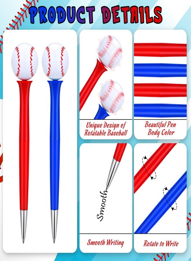 Sayglossy 30 Pcs Basketball Baseball Softball Sports Themed Writing Ballpoint Pens for Birthday Office Desk Reward Supplies(Baseball) - Image 3