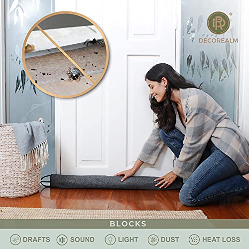 DECOREALM Under Door Draft Stopper and Blocker, Draft Guard for Doors and Windows, Decorative Fabric Cylinder Blocker Provides Weighted Door Insulation by DECOREALM (Black, 36 Inches) - Image 2