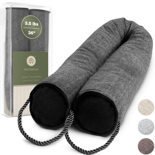 DECOREALM Under Door Draft Stopper and Blocker, Draft Guard for Doors and Windows, Decorative Fabric Cylinder Blocker Provides Weighted Door Insulation by DECOREALM (Black, 36 Inches) - Image 1