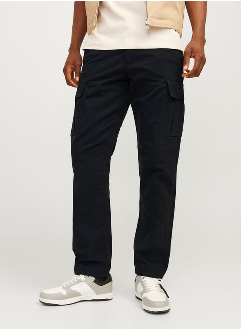 Solid Relaxed Fit Cargo Pants
