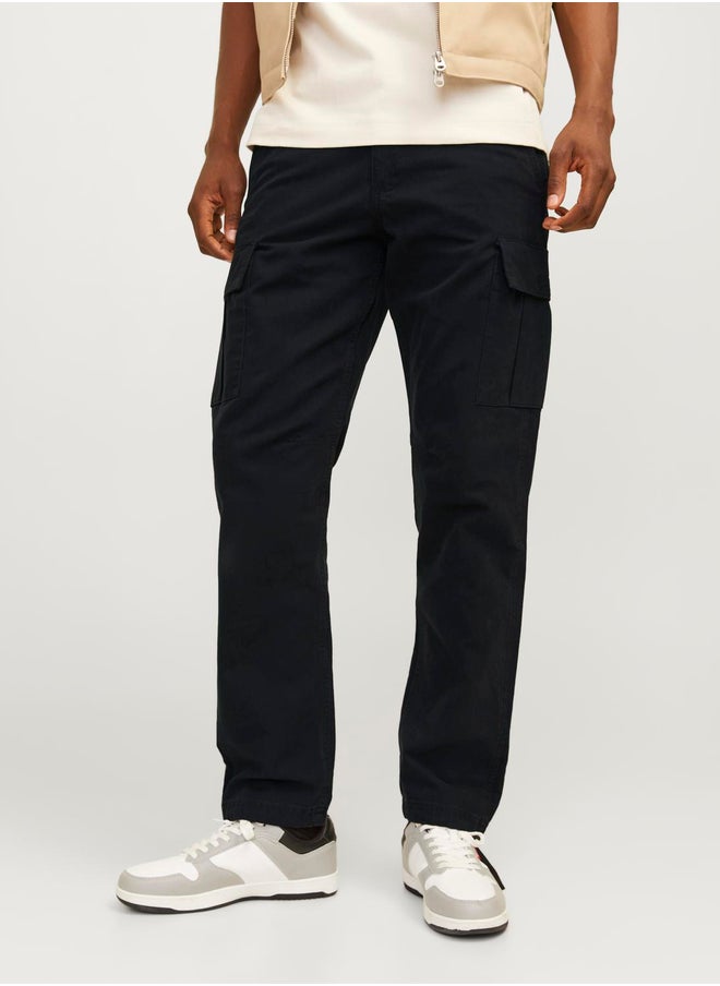 Solid Relaxed Fit Cargo Pants