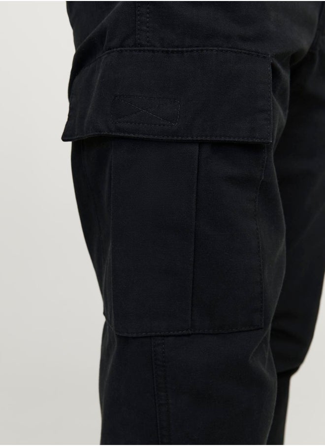 Solid Relaxed Fit Cargo Pants