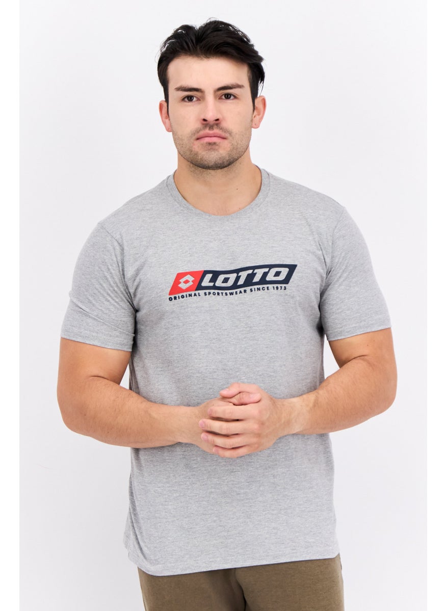 LOTTO Men Sportswear Fit Short Sleeve Outdoor T Shirt, Grey  - Image 1