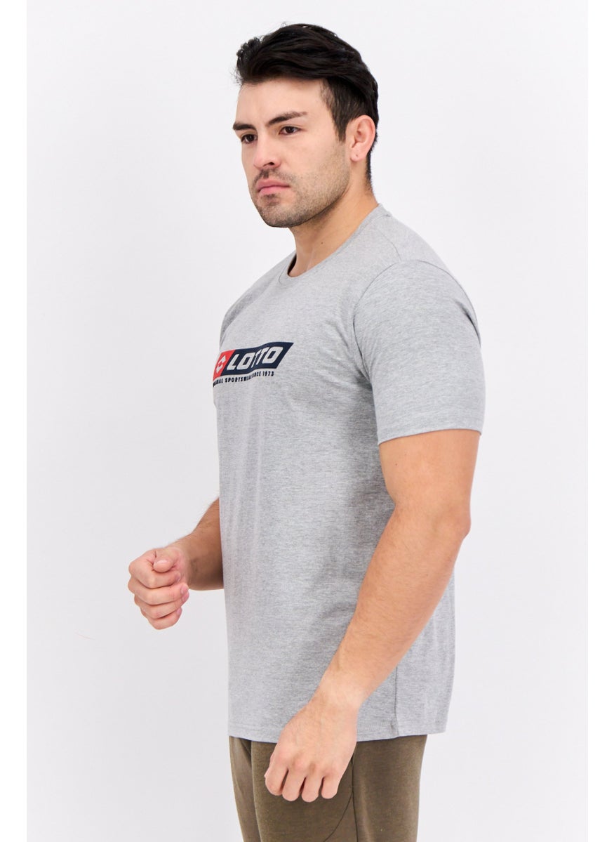 LOTTO Men Sportswear Fit Short Sleeve Outdoor T Shirt, Grey  - Image 4