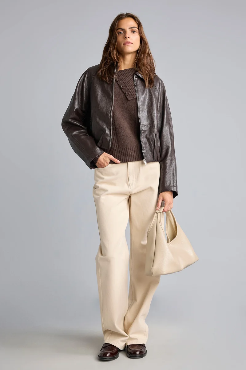 Defacto  Balloon Fit Faux Leather Jacket for Women | Best Price UAE