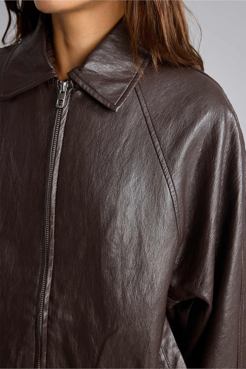 Defacto  Balloon Fit Faux Leather Jacket for Women | Best Price UAE