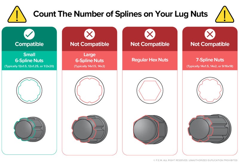 StanceMagic 2pcs Small 6 Point Spline Drive Tuner Replacement Socket Key Tool for Aftermarket Six-Spline Wheel Lock Lug Nuts - 17.6mm Inner Diameter - 19mm 3/4 21mm 13/16 Hex Socket Wrench - Black - Image 2