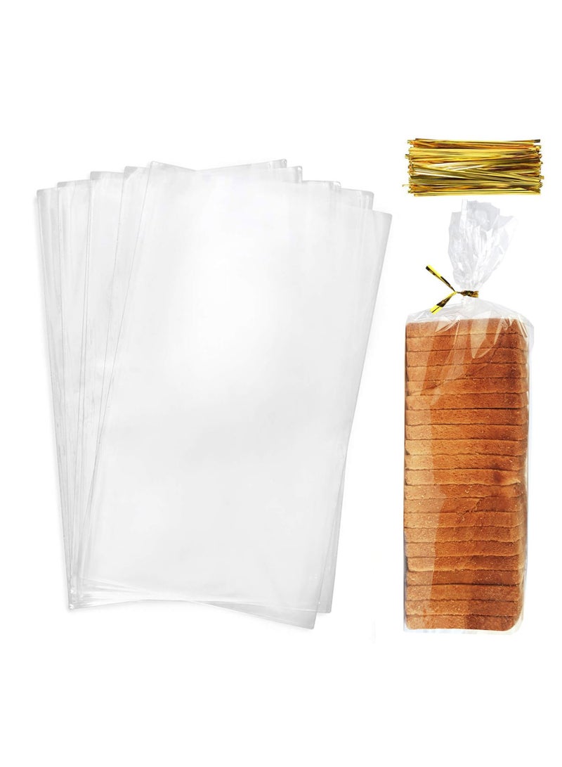 General 100pcs Clear Bread Bags and 100 Ties, Sliced Bread Packaging, Large Bread Bag for Homemade Bread and Bakery Loaf, Candy Cookie Bags  - Image 1