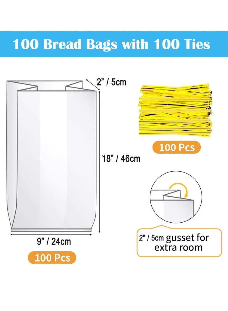 General 100pcs Clear Bread Bags and 100 Ties, Sliced Bread Packaging, Large Bread Bag for Homemade Bread and Bakery Loaf, Candy Cookie Bags  - Image 2