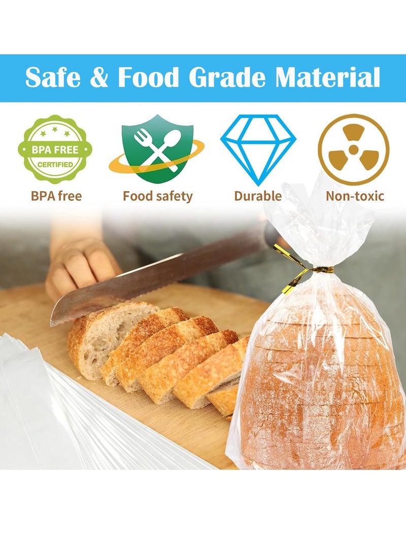 General 100pcs Clear Bread Bags and 100 Ties, Sliced Bread Packaging, Large Bread Bag for Homemade Bread and Bakery Loaf, Candy Cookie Bags  - Image 3
