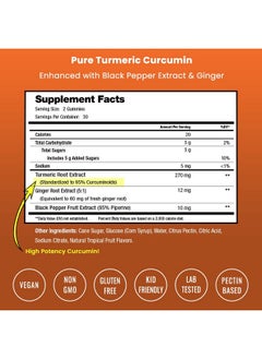 NutraChamps Turmeric Gummies for Adults & Kids with Ginger & Black Pepper Extract | 95% Curcuminoids | Vegan Natural Curcumin Joint Support | 120 Tumeric Gummy Supplements (2-Pack of 60)  - Image 2