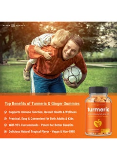 Turmeric Gummies for Adults & Kids with Ginger & Black Pepper Extract | 95% Curcuminoids | Vegan Natural Curcumin Joint Support | 120 Tumeric Gummy Supplements (2-Pack of 60) - pzsku/ZB9A38F37C5BB986BE6F8Z/45/_/1735907596/d8f02458-f3b0-4660-84ba-d154173d29f4