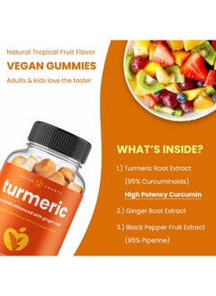 NutraChamps Turmeric Gummies for Adults & Kids with Ginger & Black Pepper Extract | 95% Curcuminoids | Vegan Natural Curcumin Joint Support | 120 Tumeric Gummy Supplements (2-Pack of 60)  - Image 5