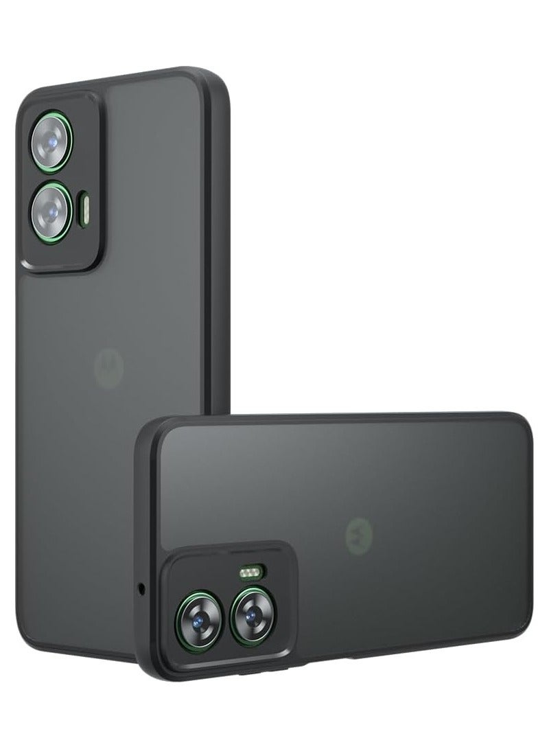 Case Cover Shockproof Hard PC Back Soft TPU Frame Matte Black Slim Protective Cover Compatible with  Moto G35 ( Black) - Image 1