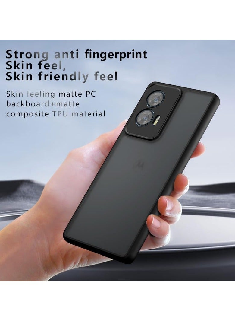 Case Cover Shockproof Hard PC Back Soft TPU Frame Matte Black Slim Protective Cover Compatible with  Moto G35 ( Black) - Image 2
