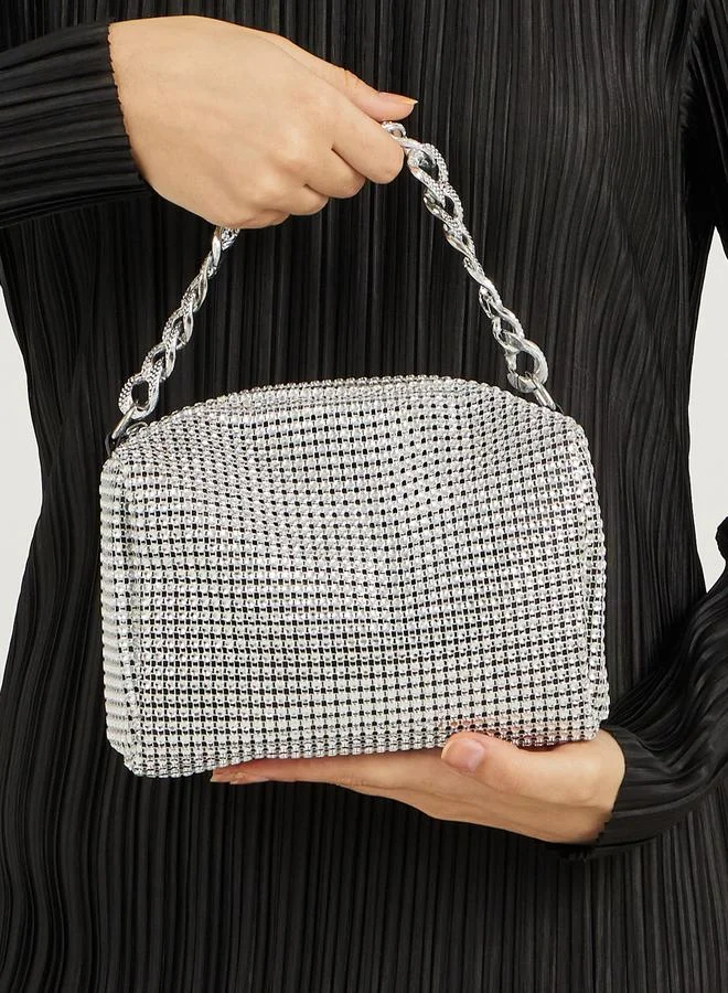 Styli Chain Drop Embellished Handbag with Chain Strap