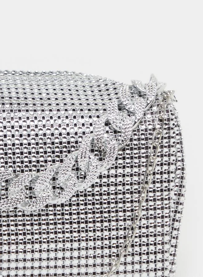 Styli Chain Drop Embellished Handbag with Chain Strap