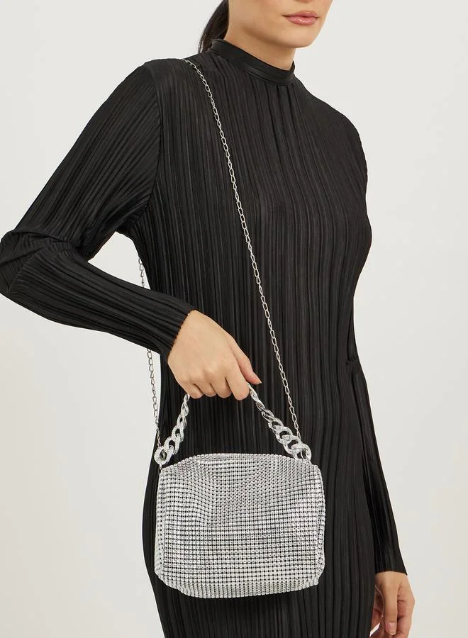 Styli Chain Drop Embellished Handbag with Chain Strap