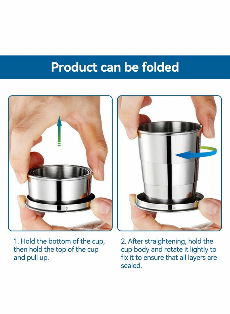 Excefore Travel Folding Cup Premium Stackable Metal Drinking Outdoor Telescopic Collapsible Mug Camping Hiking Bottle Portable Retractable Water Containers 150ml/5.3oz - Image 4