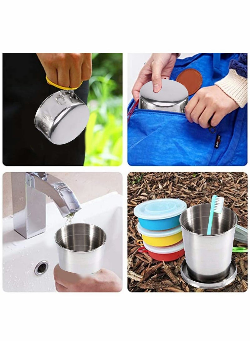 Excefore Travel Folding Cup Premium Stackable Metal Drinking Outdoor Telescopic Collapsible Mug Camping Hiking Bottle Portable Retractable Water Containers 150ml/5.3oz - Image 3