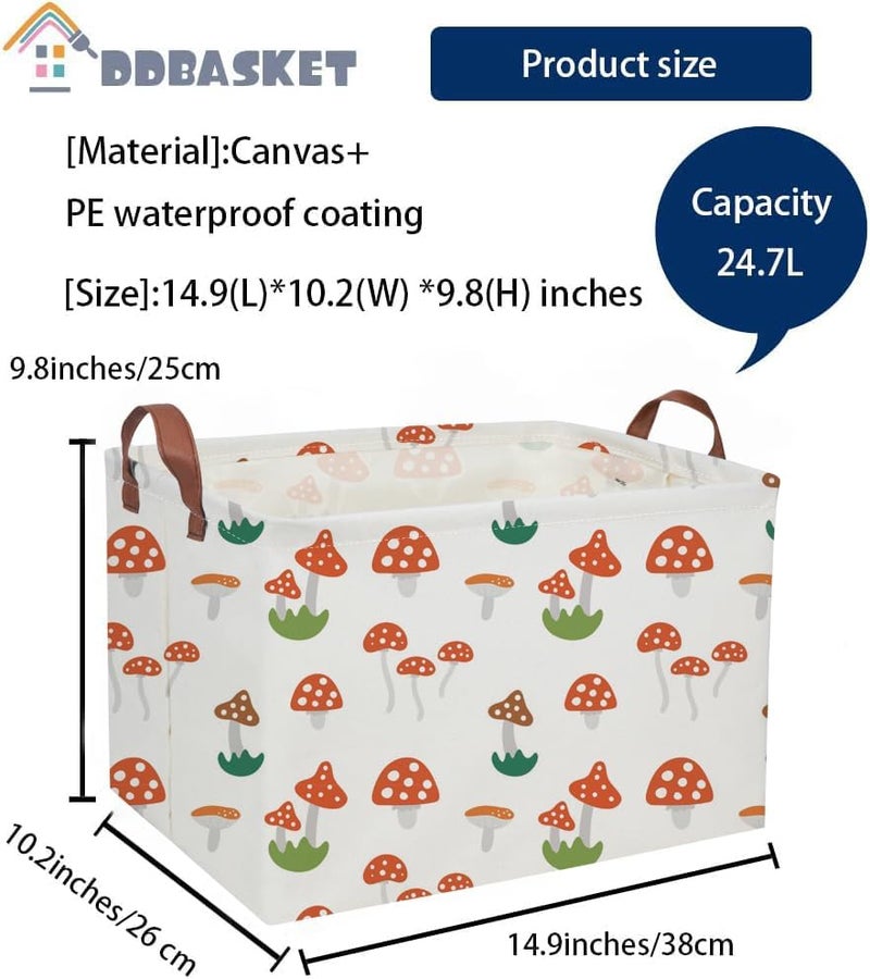 DDBASKET Kids Basket Mushroom Baskets Boys and Girls Basket Rectangular Cute Storage Bin for Room Decor(Mushroom) - Image 3