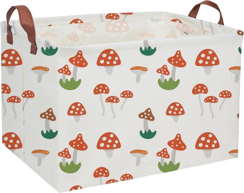 DDBASKET Kids Basket Mushroom Baskets Boys and Girls Basket Rectangular Cute Storage Bin for Room Decor(Mushroom) - Image 1