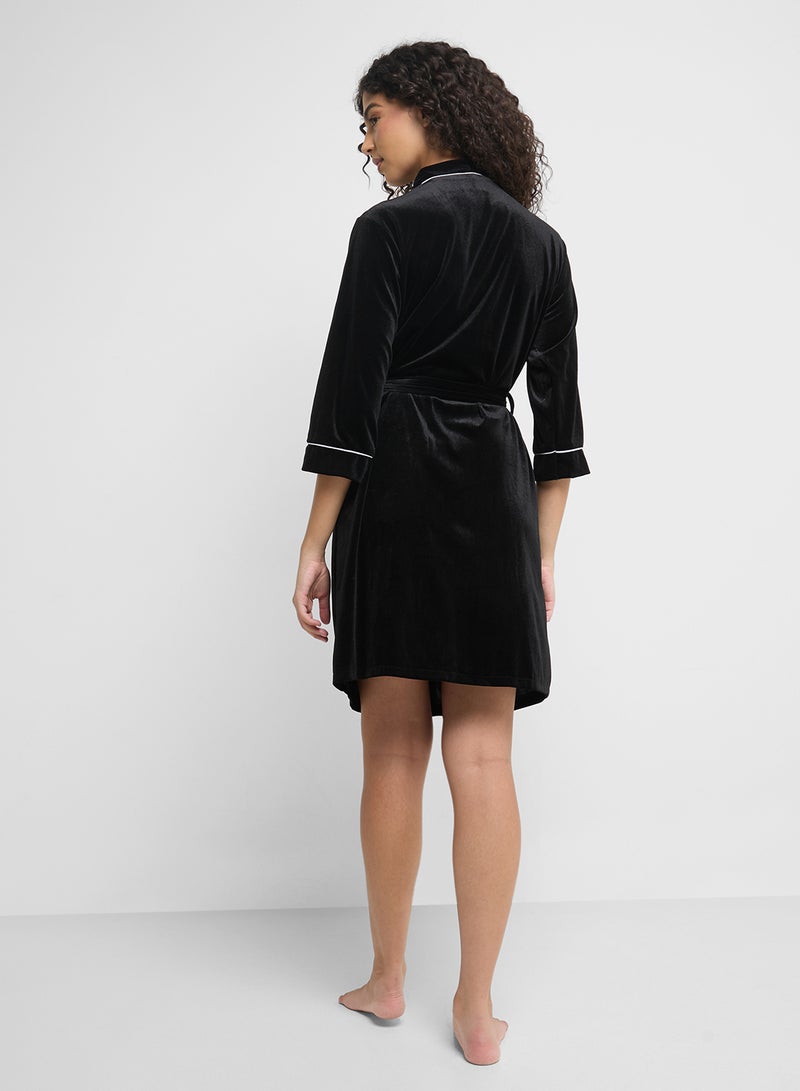 Ginger Plush Robe With Contrast Trim  - Image 2