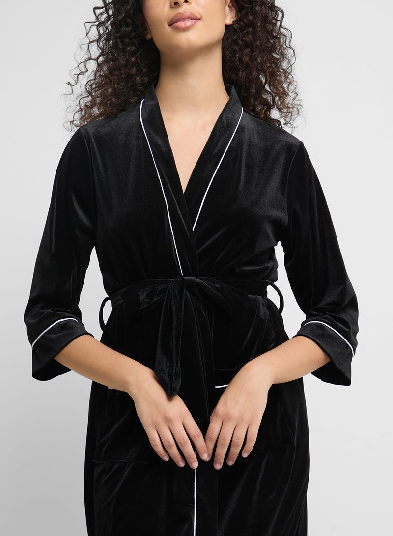 Ginger Plush Robe With Contrast Trim  - Image 3