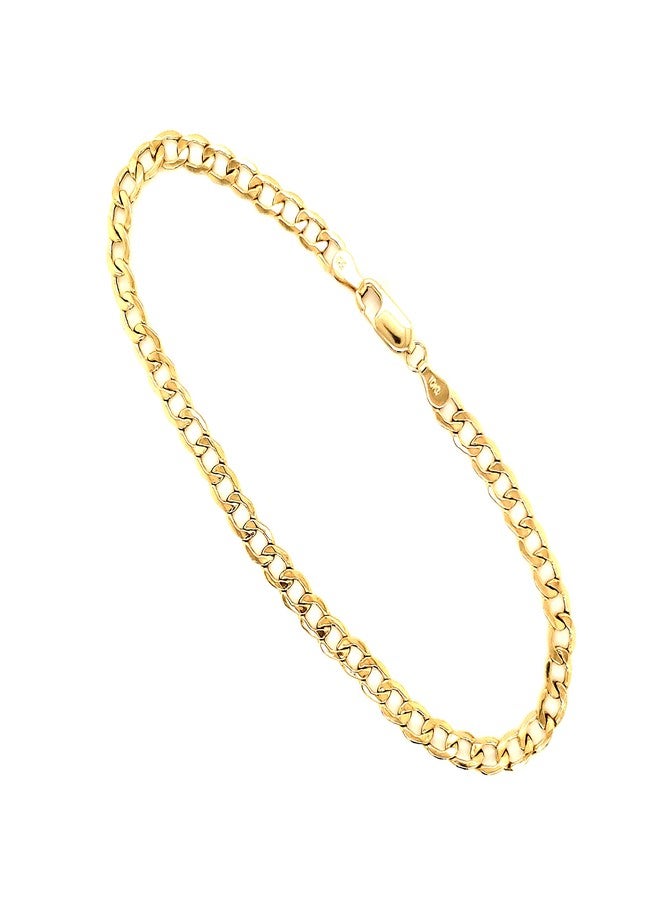 Real 10k Yellow Gold Hollow C-Link Men and Women Bracelet/Anklet 2.5 mm (8) - Image 2
