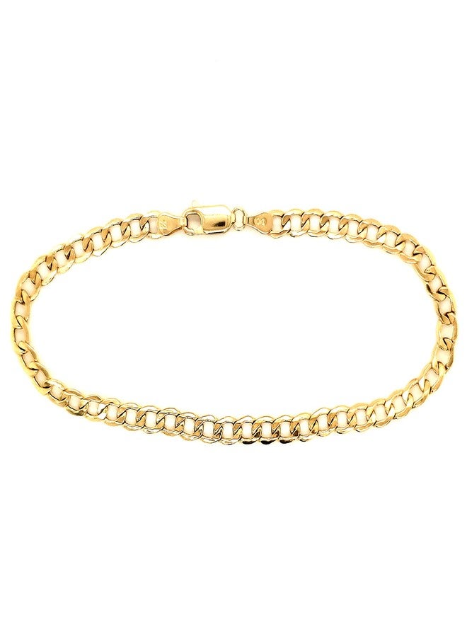 Real 10k Yellow Gold Hollow C-Link Men and Women Bracelet/Anklet 2.5 mm (8) - Image 1