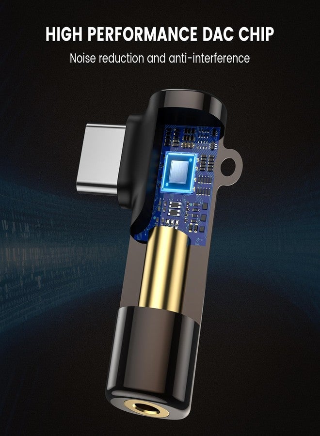 موسواج محول سماعات رأس USB-C من MOSSWAG إلى مقبس 3.5 ملم، بزاوية قائمة، من نوع USB-C إلى مقبس AUX، دونجل صوتي، مصنوع من سبائك الزنك، متوافق مع هواتف سامسونج S23 وS22 وبيكسل 7/6 وآيباد برو/آير. - Image 2