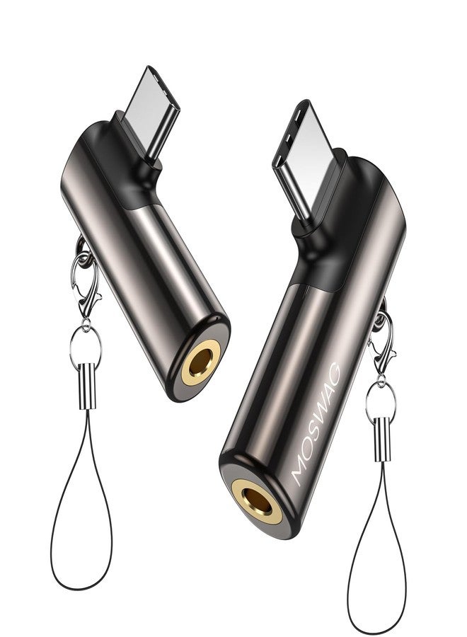 موسواج محول سماعات رأس USB-C من MOSSWAG إلى مقبس 3.5 ملم، بزاوية قائمة، من نوع USB-C إلى مقبس AUX، دونجل صوتي، مصنوع من سبائك الزنك، متوافق مع هواتف سامسونج S23 وS22 وبيكسل 7/6 وآيباد برو/آير. - Image 1