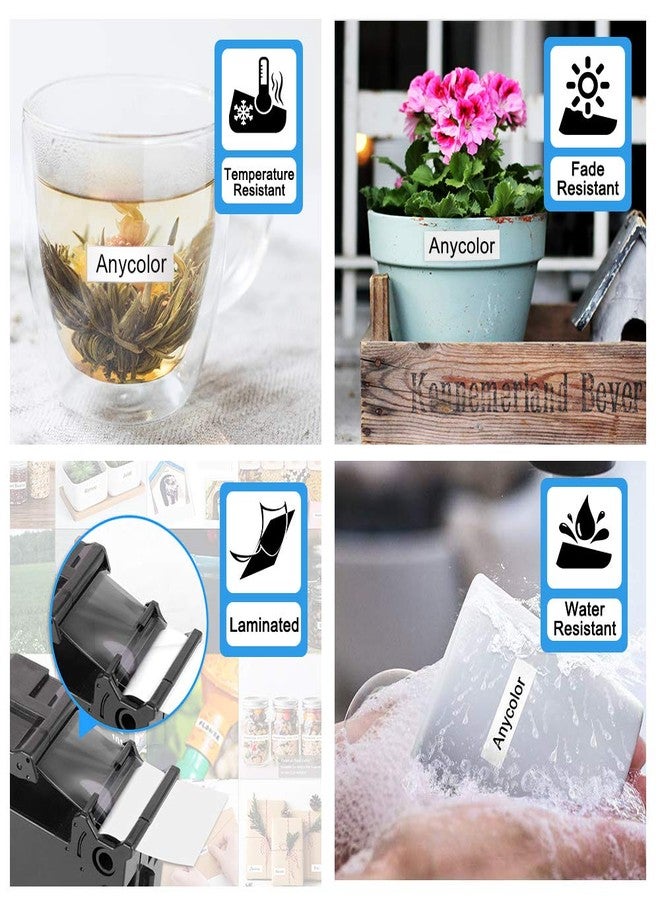 انيكولور شريط لاصق متوافق مع طابعات الملصقات Anycolor، 9 مم (0.35 بوصة)، شريط مغلف TZe-221، أسود على أبيض، لطابعات الملصقات P-Touch TZe D210 H110 D600 D400 1880 1280 D200 H100، عبوة من 5 قطع - Image 4