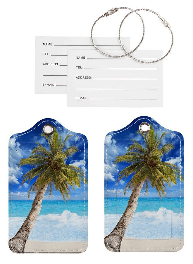 Chelmon Luggage Tags for Suitcases, 2 Pack Cute PU Leather Suitcase Tag Identifiers TSA Approved with Stainless Steel Loop and Address Card for Baggage Tag for Cruise Airport Travel Essentials by Chelmon - Image 4