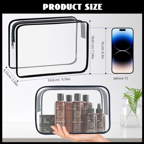 YedsIntu 16 Pack Waterproof Cosmetic Bag TSA Approved Toiletry Bag Portable Travel Pouch with Zipper Vinyl Plastic Organizer Storage for Men and Women BlackL - Image 3