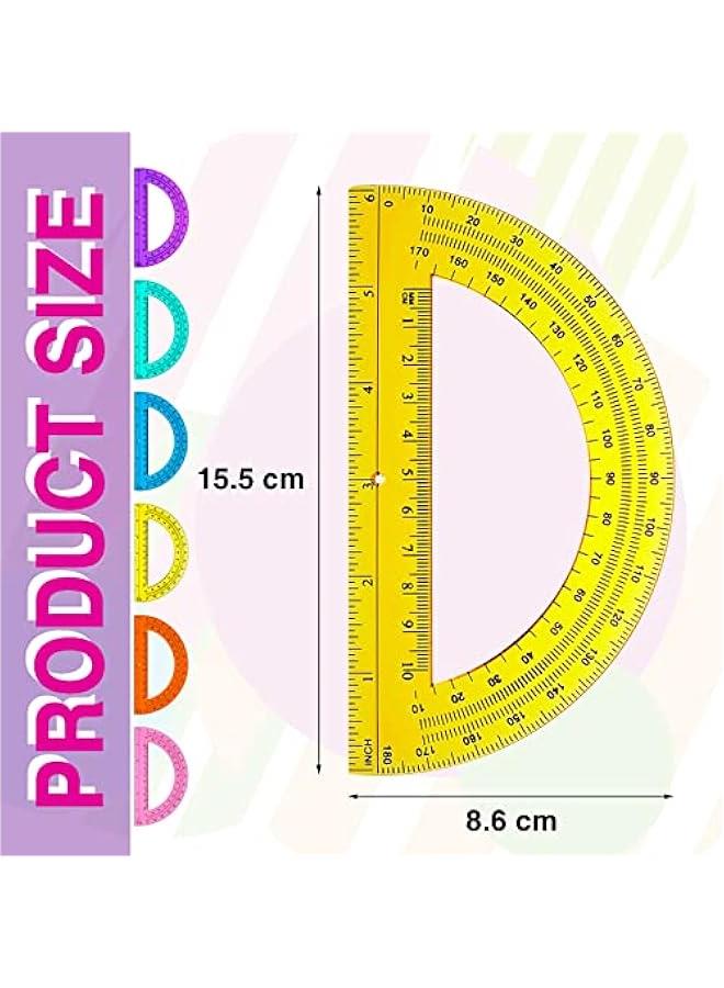 Arabest 6 Pieces Math Bulk Plastic Protractors 180 Degrees 6 Inch Translucent Protractors for Geometry, Angle Measurement, Students School Supplies - Image 2
