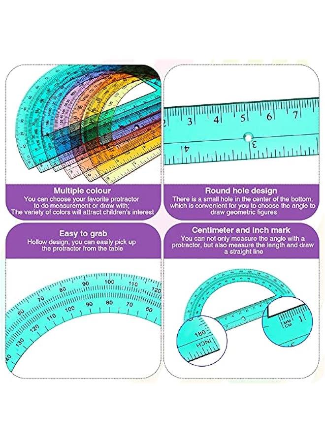 Arabest 6 Pieces Math Bulk Plastic Protractors 180 Degrees 6 Inch Translucent Protractors for Geometry, Angle Measurement, Students School Supplies - Image 3