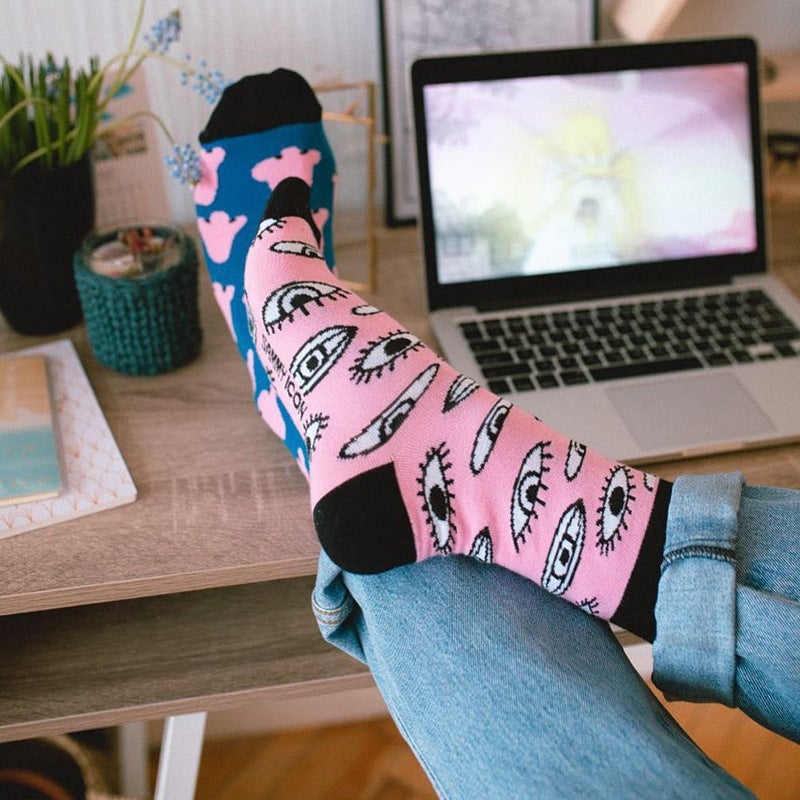 Street Explosion Trend Ins Style Cartoon Jacquard Personality Designer Sports Skateboard Tide Socks - Image 4