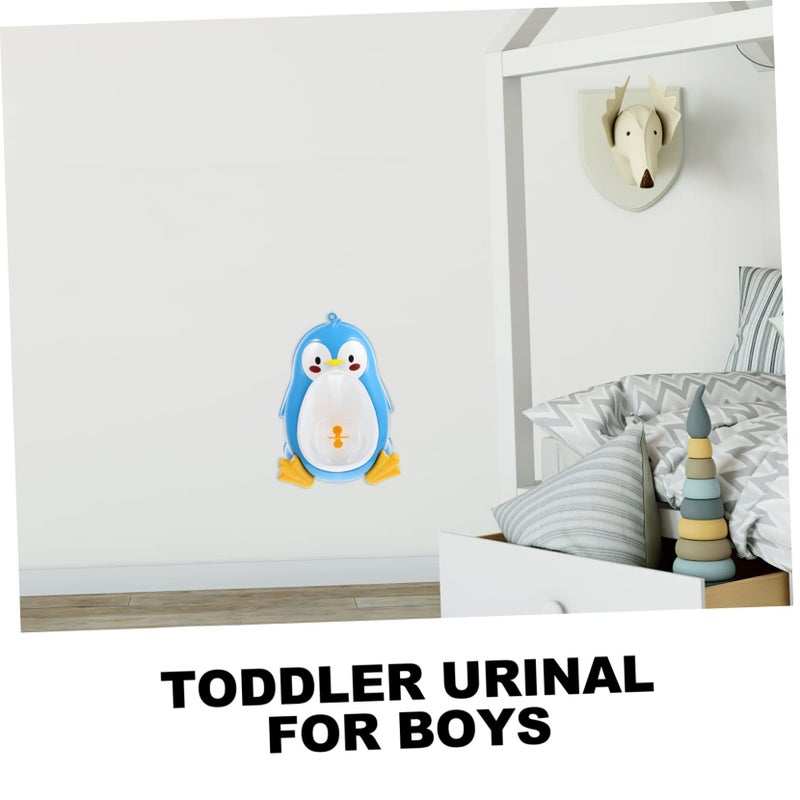 Penguin Urinal Wall Mounted Potty With Rotating Water Wheel Durable Cartoon Design Blue - Image 5