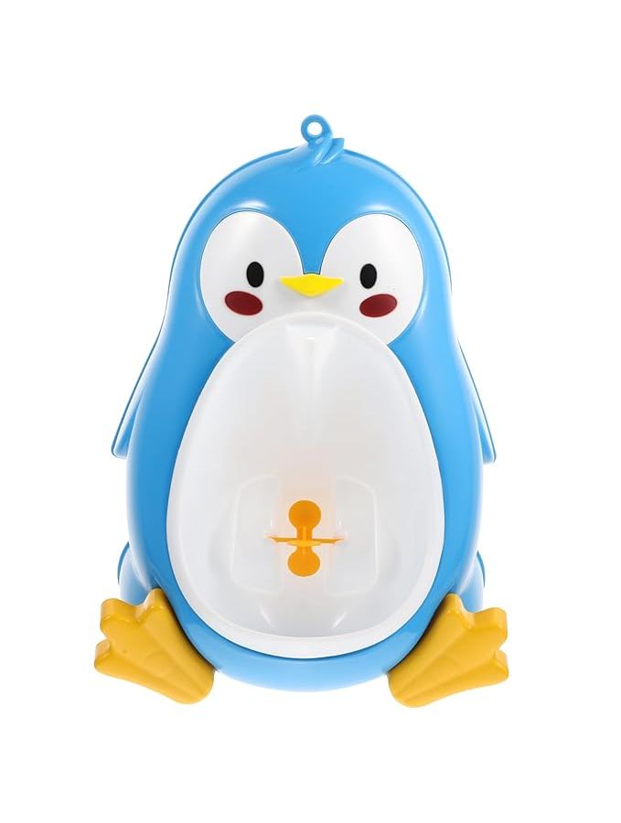 Penguin Urinal Wall Mounted Potty With Rotating Water Wheel Durable Cartoon Design Blue - Image 1