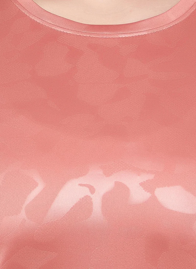 Clovia Peach Clovia Comfort Fit Camouflage Print Active T-shirt in Peach for Women | Best Price UAE