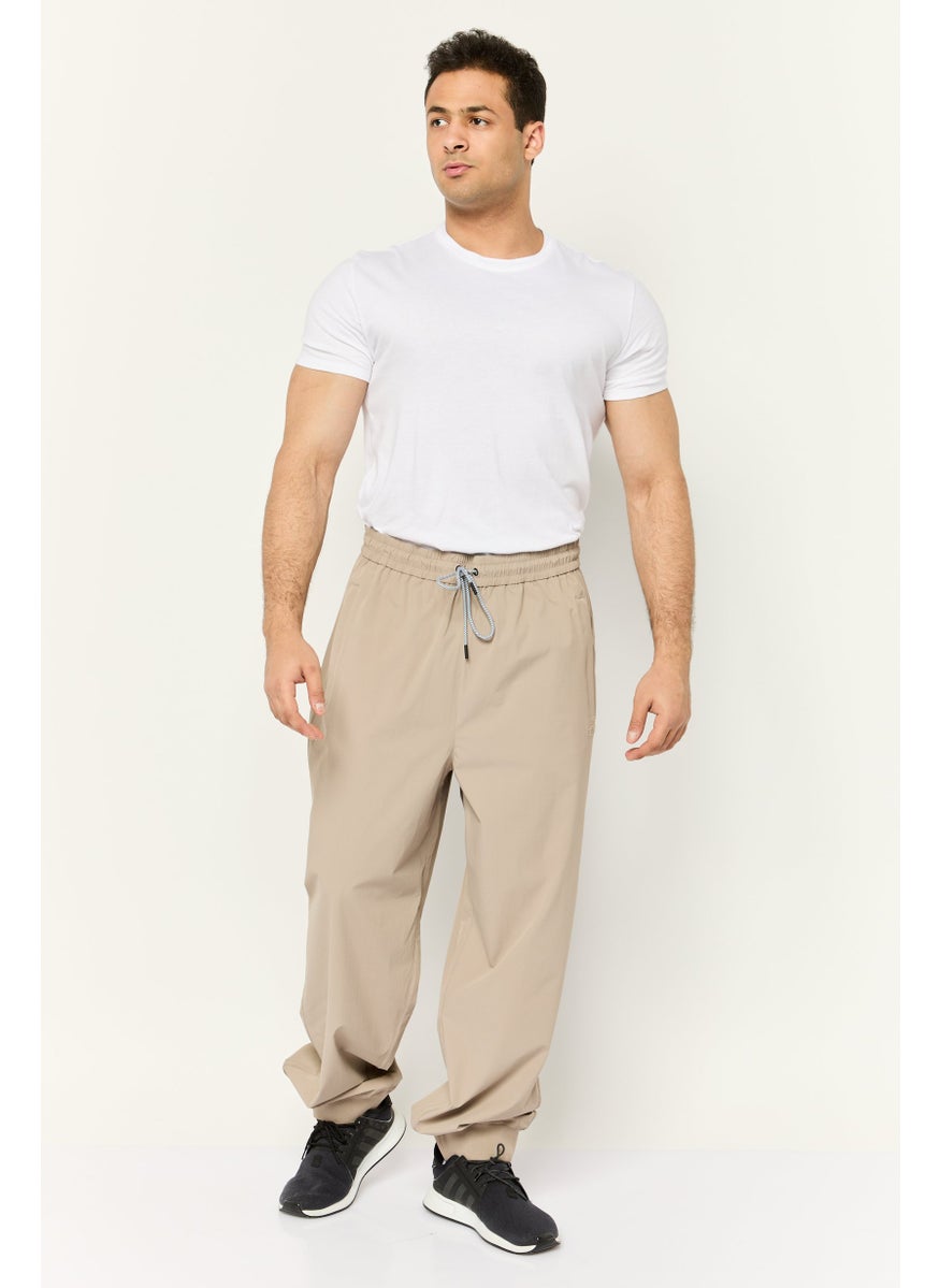 ESPRIT Men Regular Fit Embroidered Logo Jogger Pants, Taupe  - Image 3